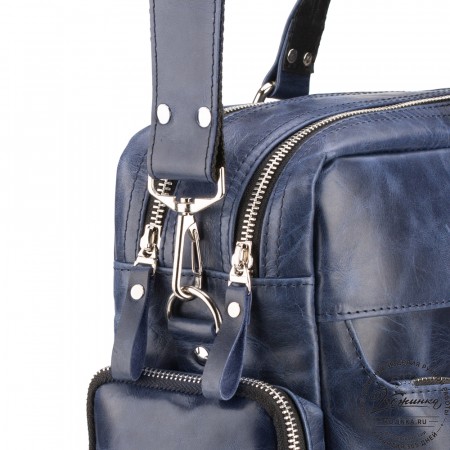Кожаная деловая сумка для командировок "Бастилия" (синий антик)