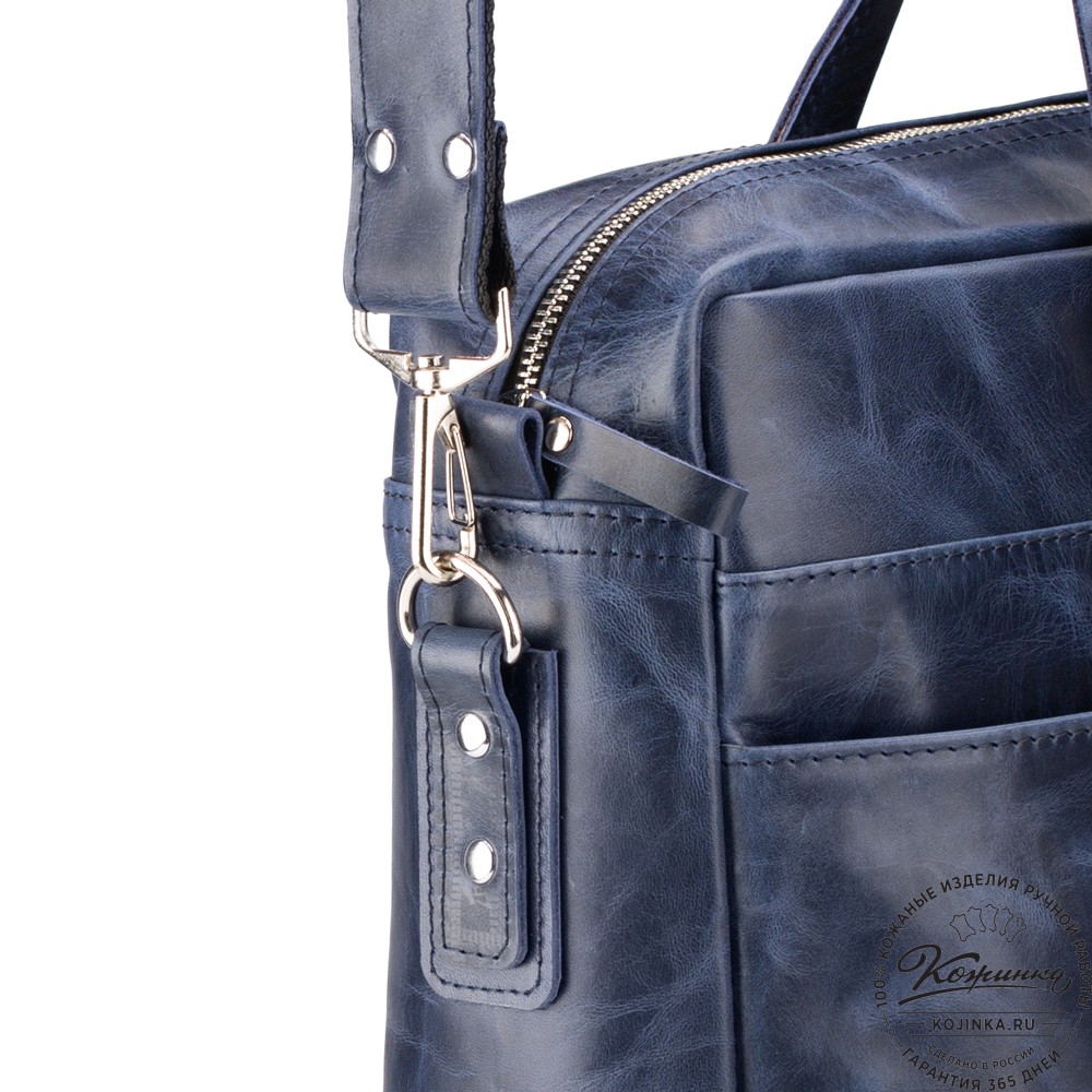 Кожаная деловая сумка "Хантер" (синий антик)