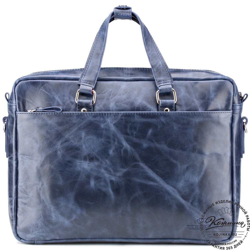 Кожаная деловая сумка "Хантер" (синий антик)