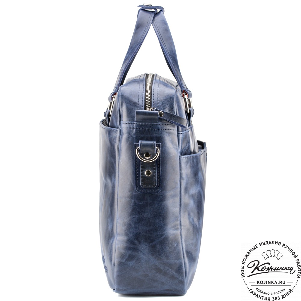 Кожаная деловая сумка "Хантер" (синий антик)