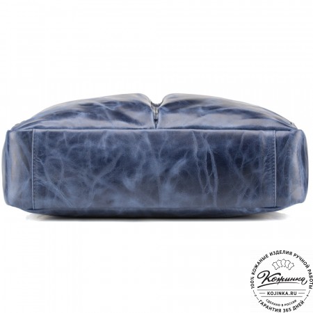 Кожаная деловая сумка "Хантер" (синий антик)