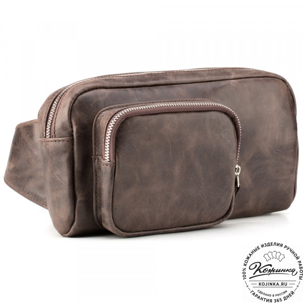 Мужская кожаная сумка "Серж" (тёмно-коричневый антик). фото 1