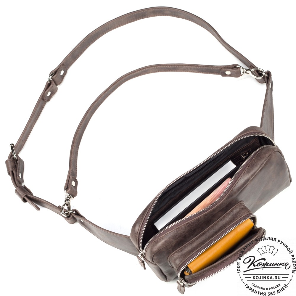 Мужская кожаная сумка "Серж" (тёмно-коричневый антик)