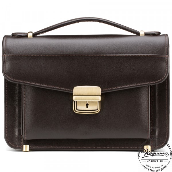 Кожаная барсетка "Колумбия" (коричневая). фото 1