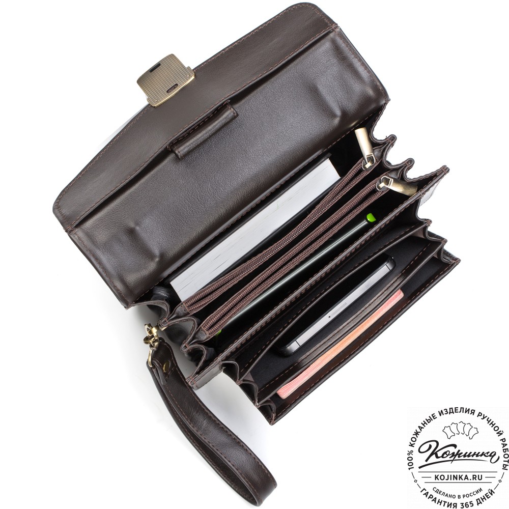 Кожаная барсетка "Колумбия" (коричневая)