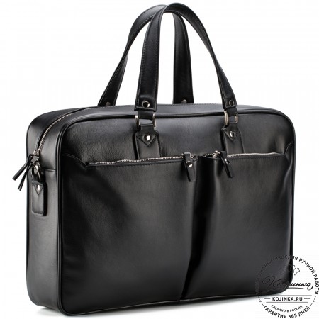 Кожаная деловая сумка "Роберт" (чёрная) 