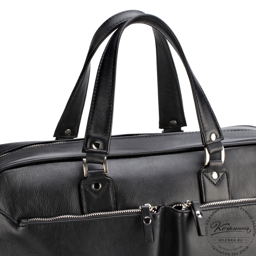 Кожаная деловая сумка "Роберт" (чёрная) 