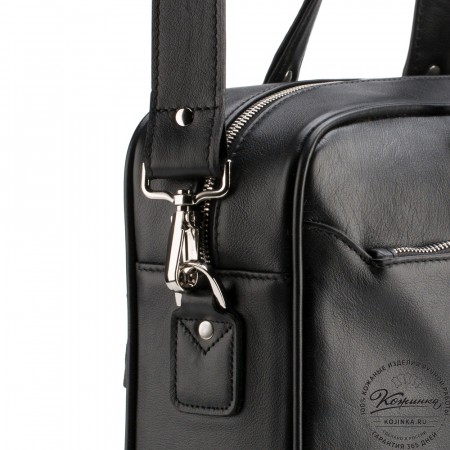 Кожаная деловая сумка "Роберт" (чёрная) 