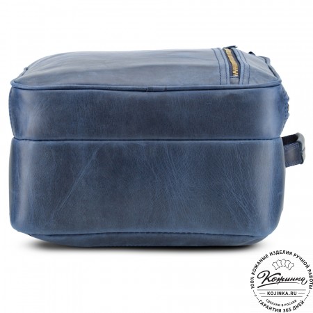 Кожаный рюкзак-сумка "Брюс" (синий воск) 