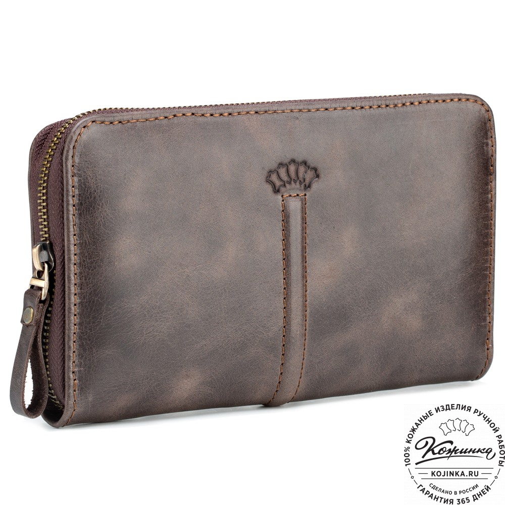Кожаный клатч "Картер New" (тёмно-коричневый антик) 