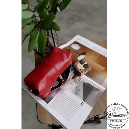 Кожаная косметичка "Бамбина" (рыжая)