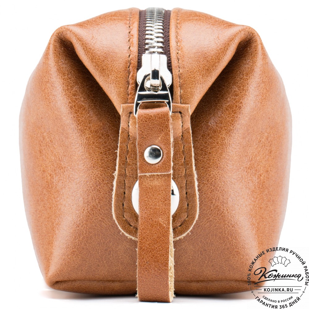 Кожаная косметичка "Бамбина" (рыжая)