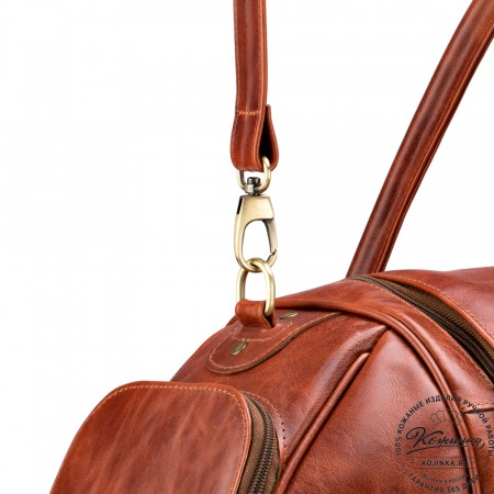 Кожаная дорожно-спортивная сумка "Дональд" (рыжий антик)