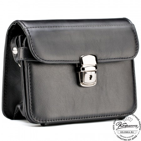 Кожаная барсетка "Гевара" (чёрная)