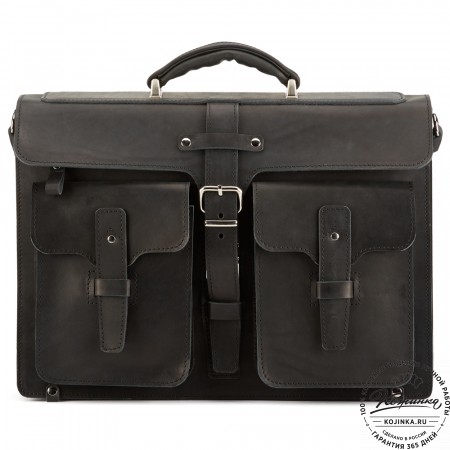 Кожаный портфель "Мирон" (чёрный)