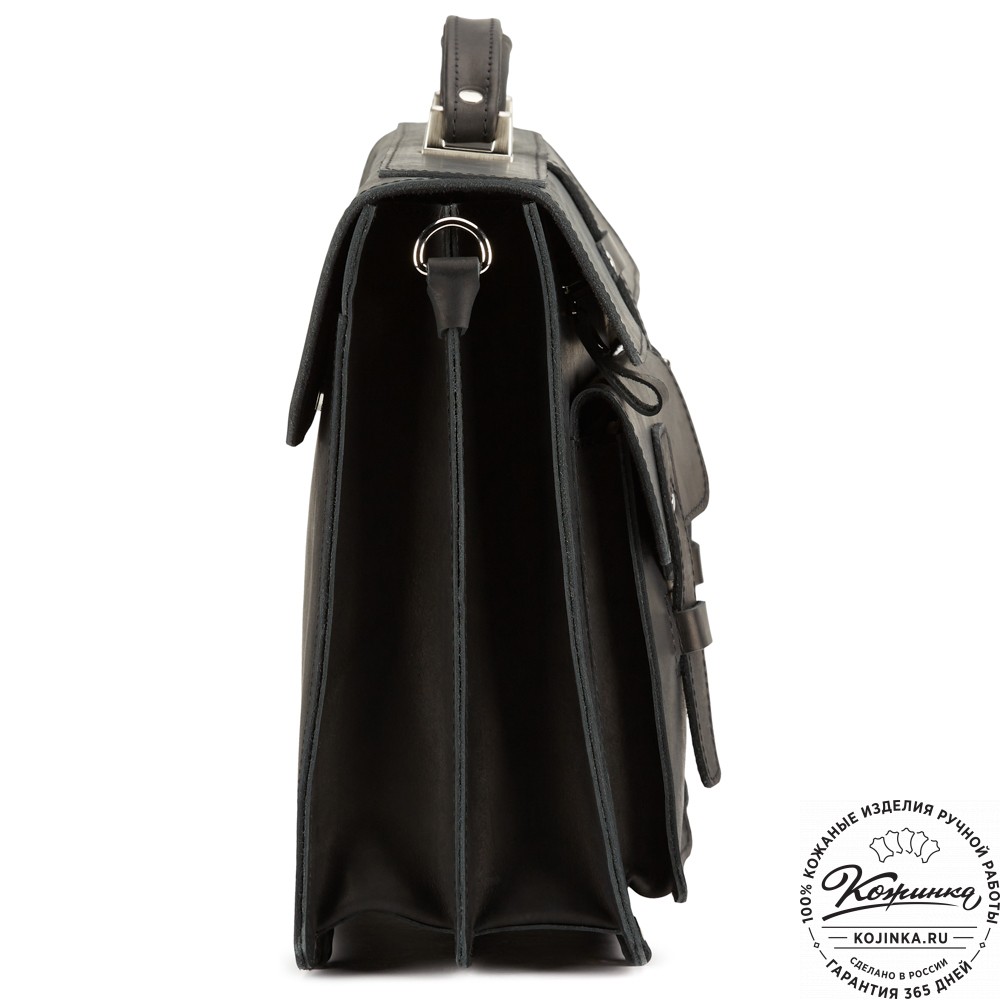 Кожаный портфель "Мирон" (чёрный)