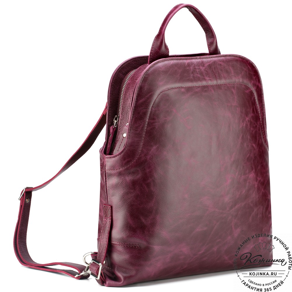 Женский кожаный рюкзак-сумка "Греция" (бордовый антик)