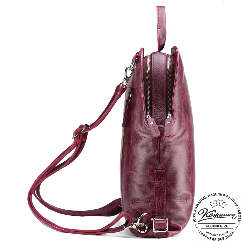 Женский кожаный рюкзак-сумка "Греция" (бордовый антик)