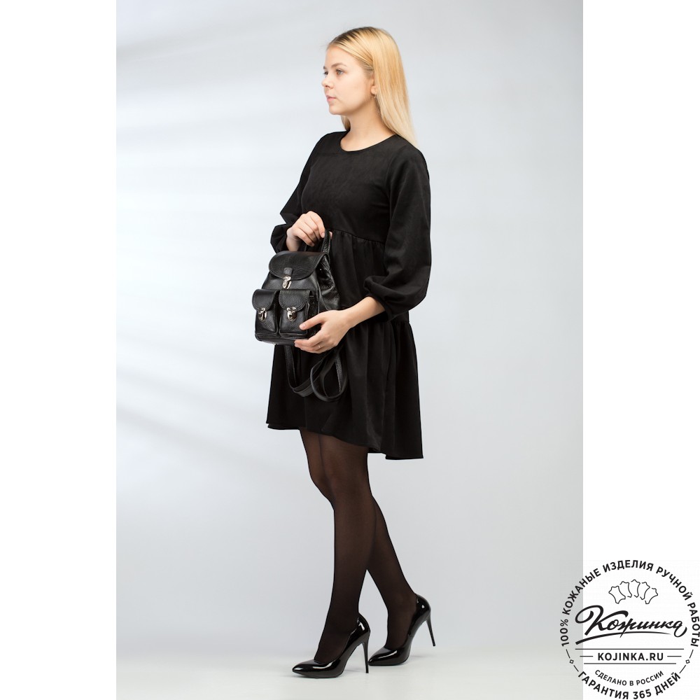 Женский кожаный рюкзак "Нэнси" (черный)