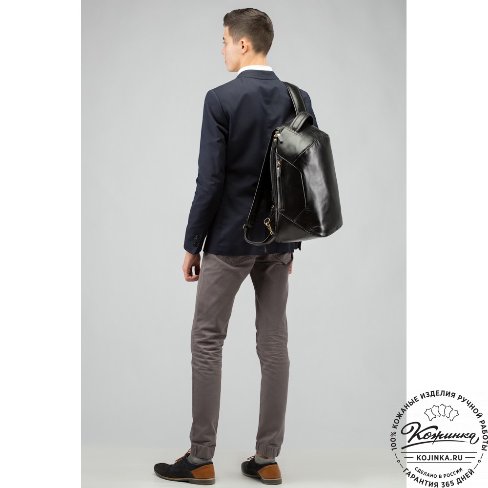 Кожаный рюкзак "Посейдон" (чёрный)