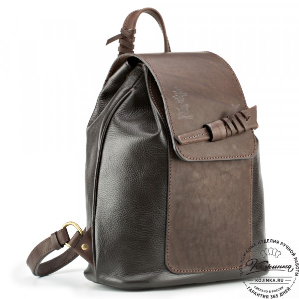 Женский кожаный рюкзак "Гейша" (тёмно-коричневый). фото 1