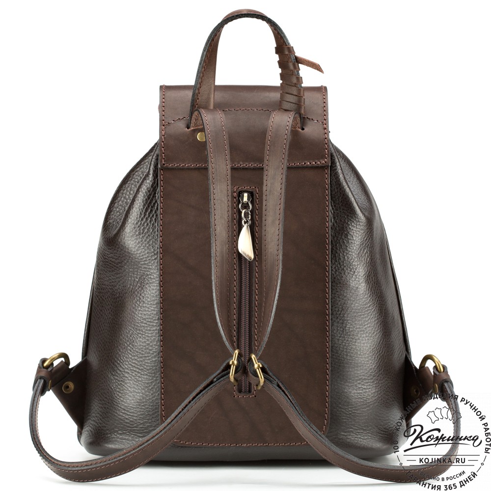Женский кожаный рюкзак "Гейша" (тёмно-коричневый)