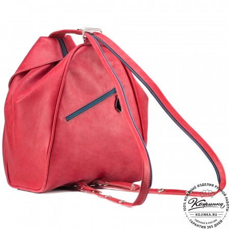 Кожаный рюкзак-сумка "Микки" (малина)