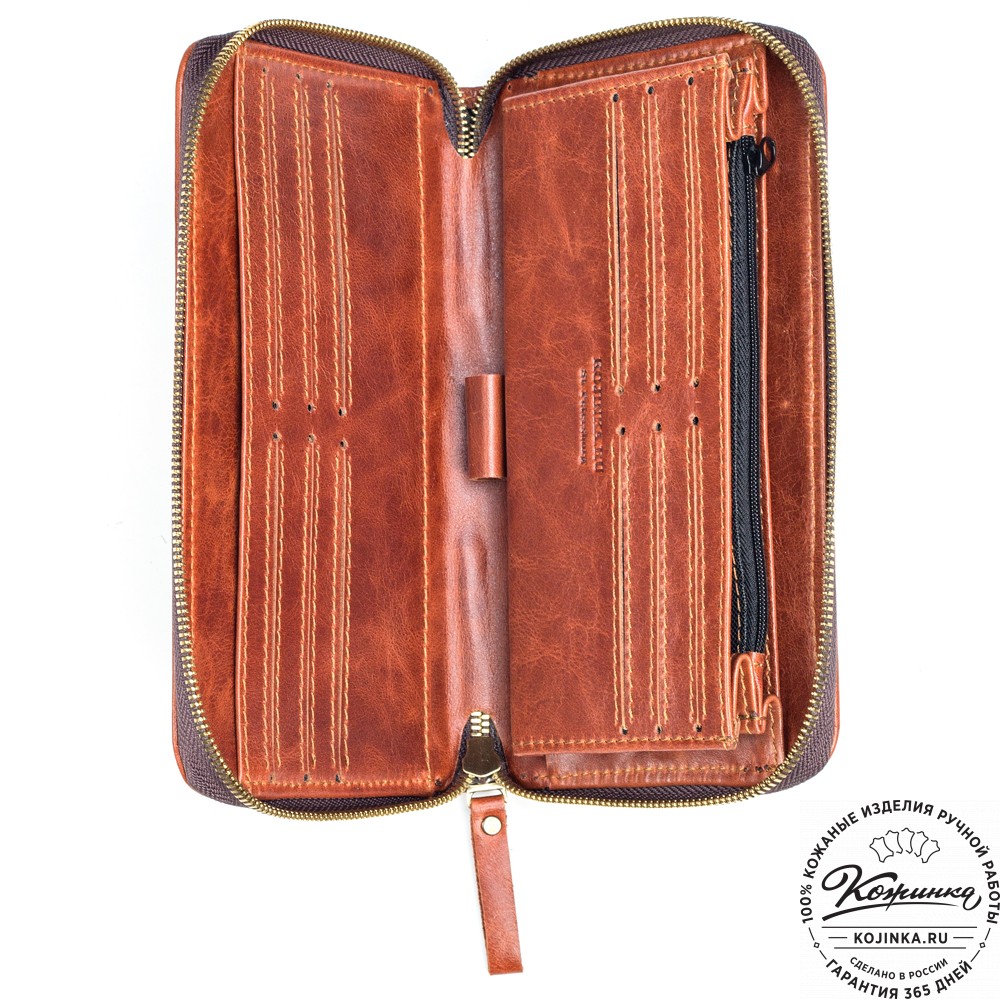 Кожаный клатч "Картер New" (рыжий антик) 