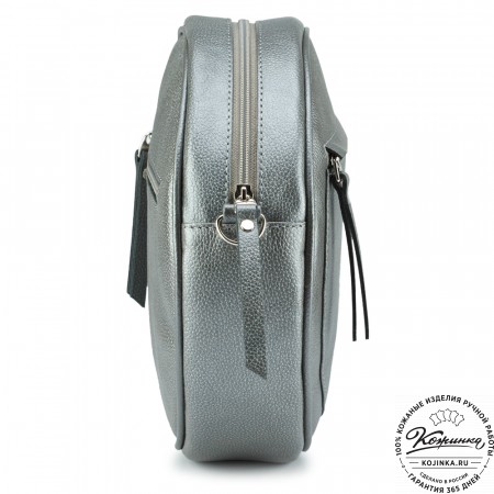 Женская кожаная сумка "Дарья" (серебро)