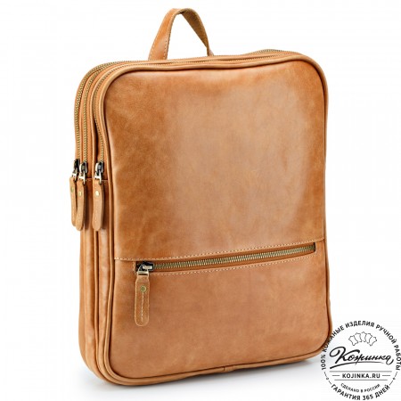 Кожаный рюкзак-сумка "Майя" (рыжий)