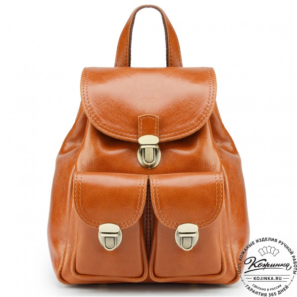 Женский кожаный рюкзак "Нэнси" (рыжий). фото 1