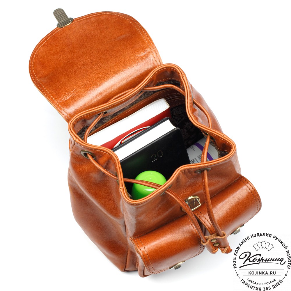 Женский кожаный рюкзак "Нэнси" (рыжий)