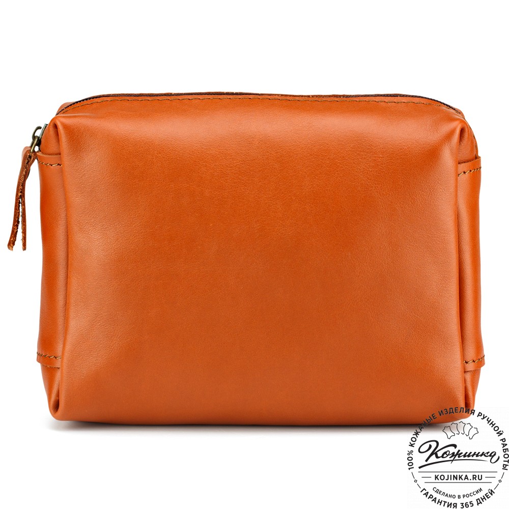 Кожаная косметичка "Прима" (рыжая)