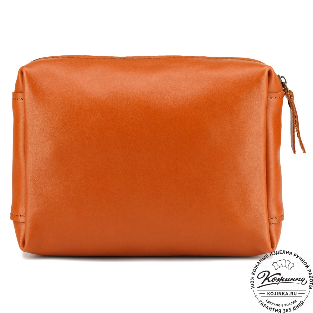 Кожаная косметичка "Прима" (рыжая)