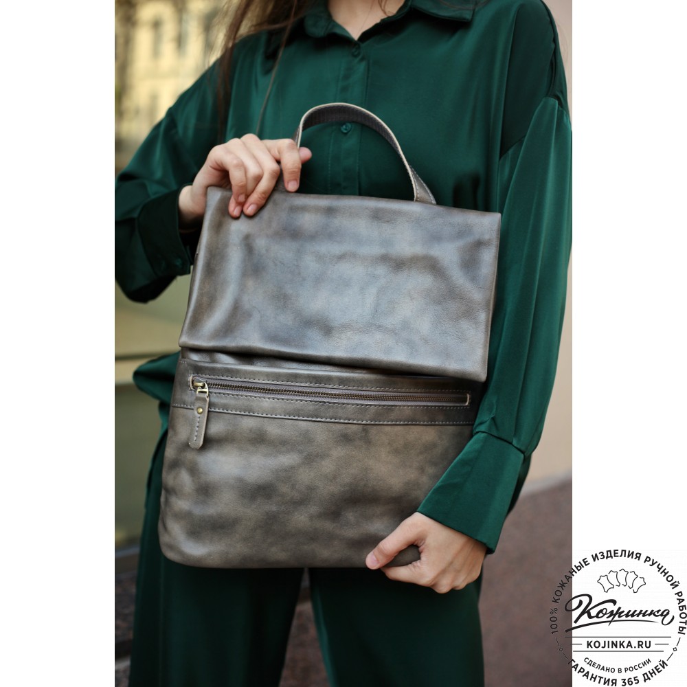 Кожаный рюкзак "Артемида" (синий)