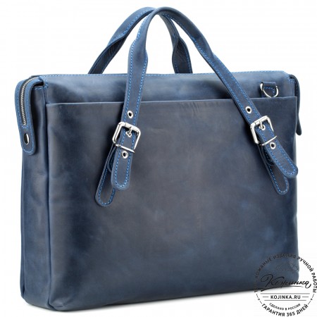 Кожаная деловая сумка "Франклин" (синий крейзи)