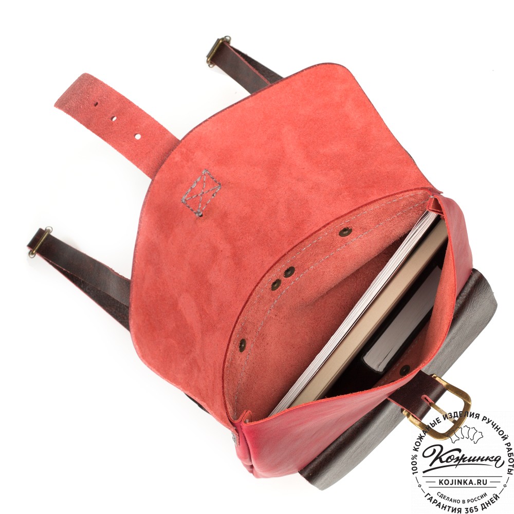 Кожаный рюкзак "Gray" (красный)