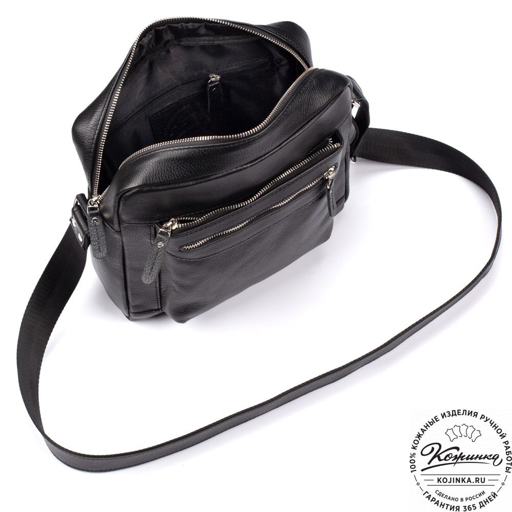 Мужская кожаная сумка "Колин" (черная)