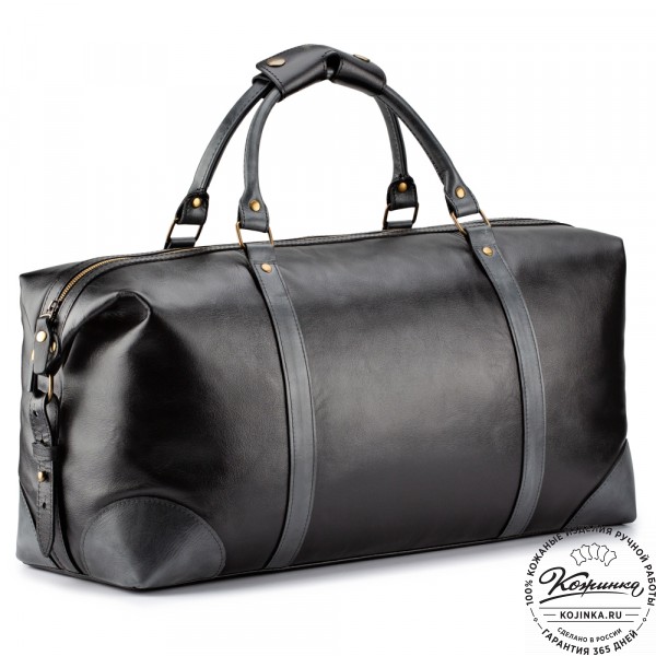 Кожаная дорожная сумка "Магнум" (чёрная). фото 1