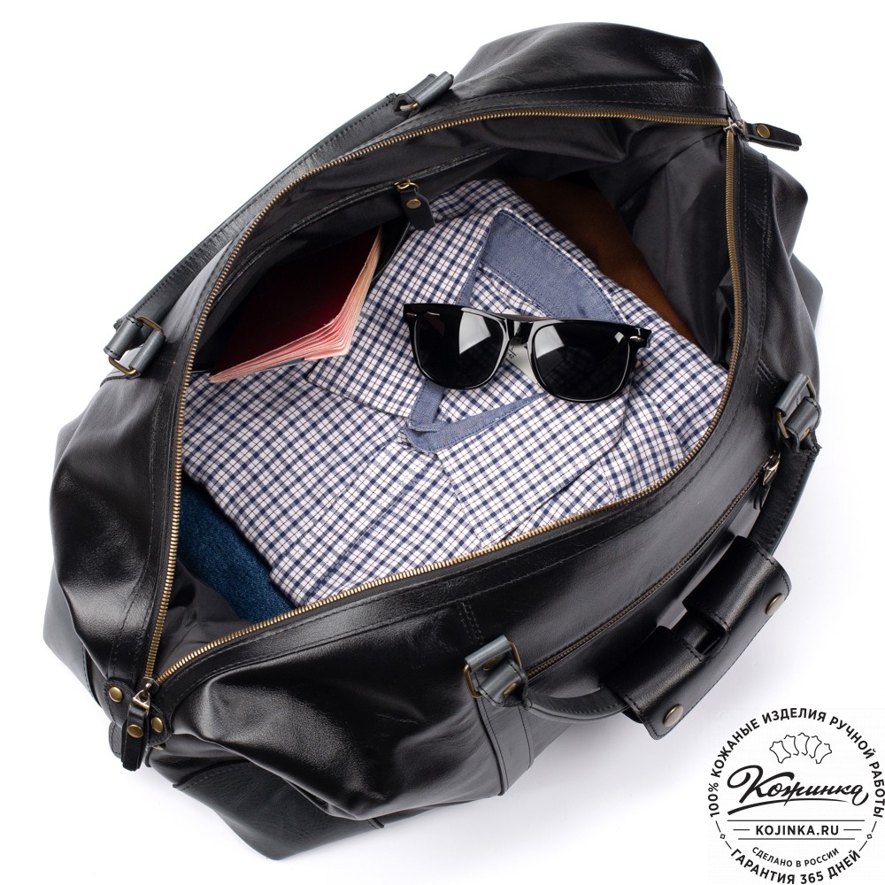 Кожаная дорожная сумка "Магнум" (чёрная)