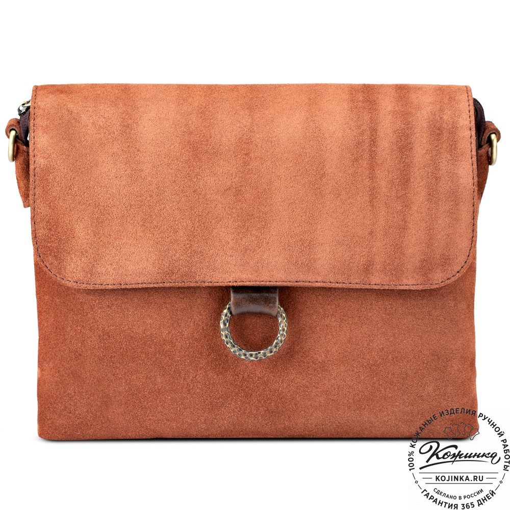 Женская сумка из кожи и замши  "Мишель" (коричневая)