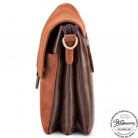 Женская сумка из кожи и замши  "Мишель" (коричневая)