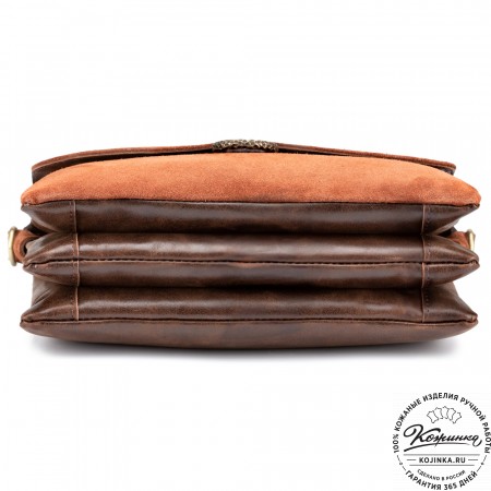 Женская сумка из кожи и замши  "Мишель" (коричневая)