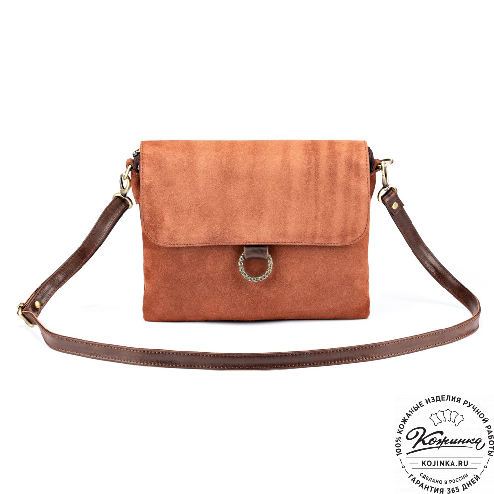 Женская сумка из кожи и замши  "Мишель" (коричневая)