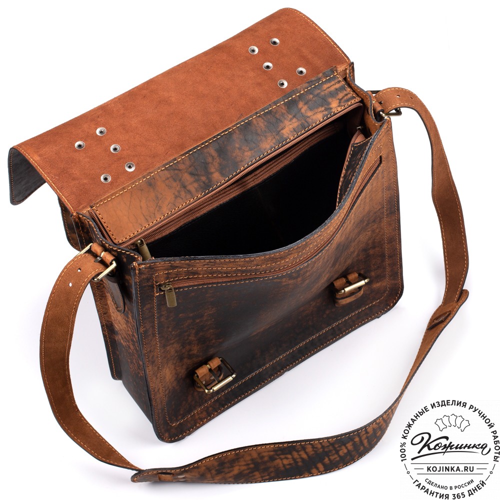 Кожаный портфель "Тесла" (старение коричневое)