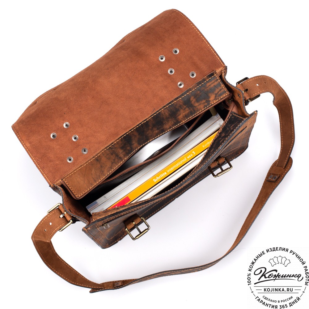 Кожаный портфель "Тесла" (старение коричневое)
