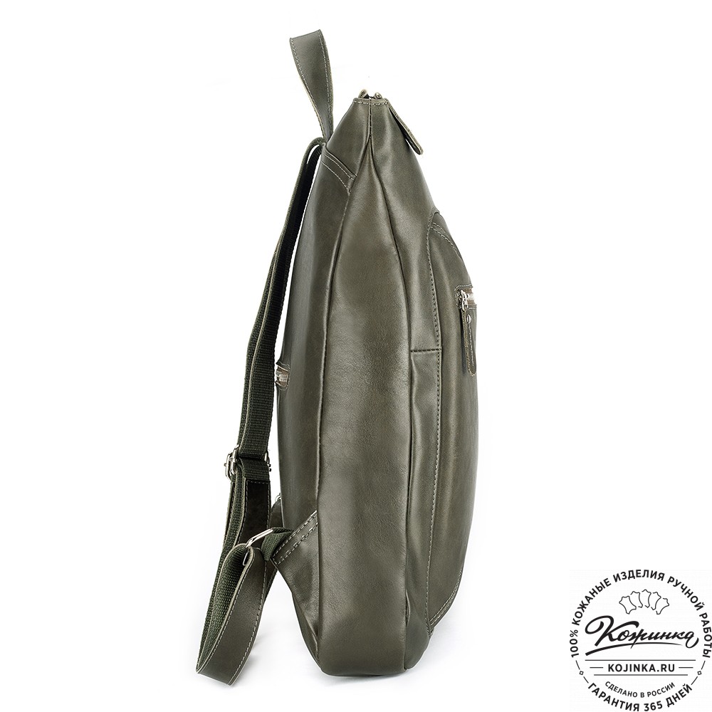 Кожаный рюкзак "Верса" (хаки гладкая кожа) 