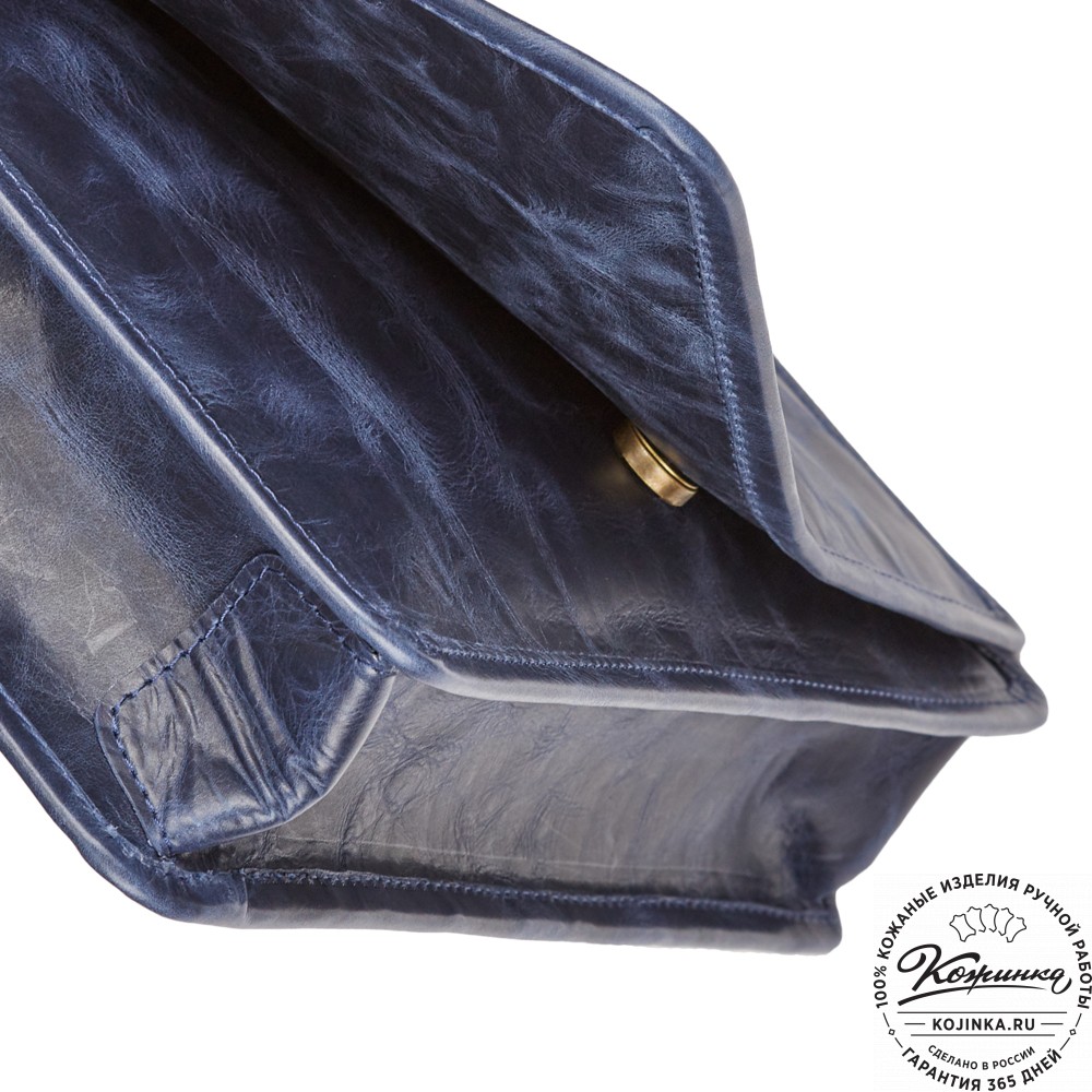 Кожаная сумка "Винсент" (синий  антик)