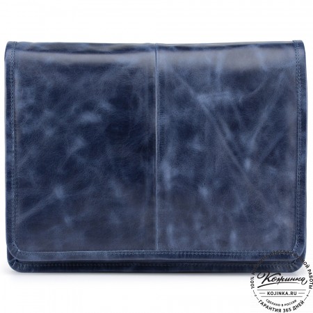 Кожаная сумка "Винсент" (синий  антик)