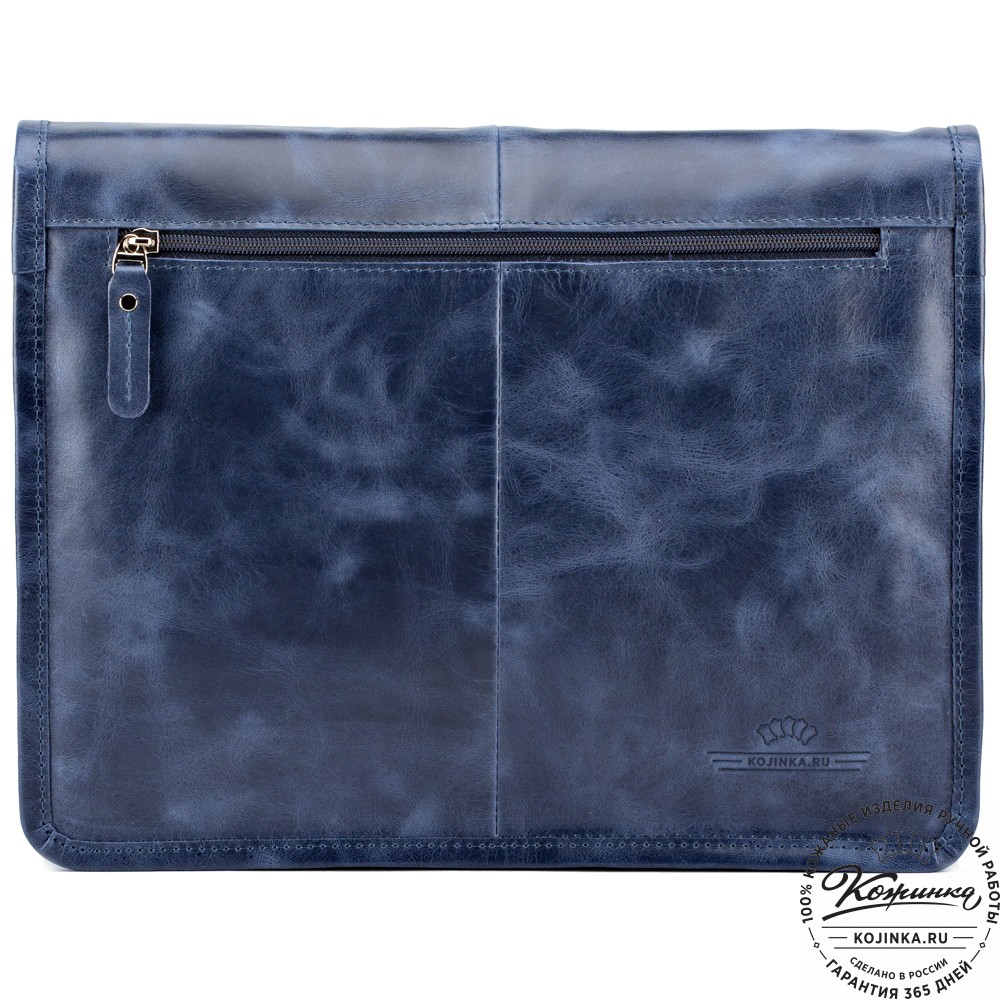 Кожаная сумка "Винсент" (синий  антик)